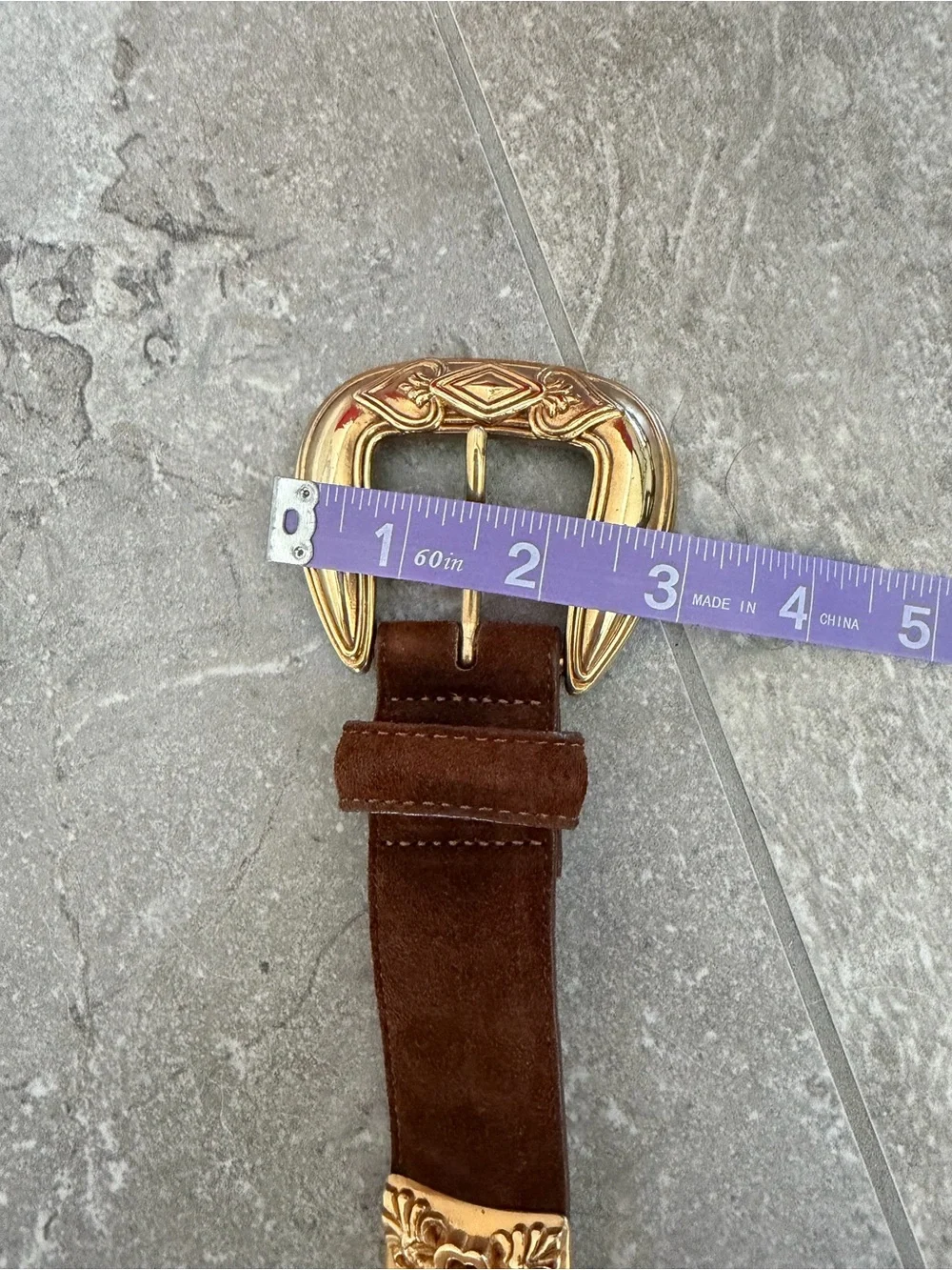 Vintage Brighton Multicolor Colorblock Suede Statement Brass Belt Sz Medium USA